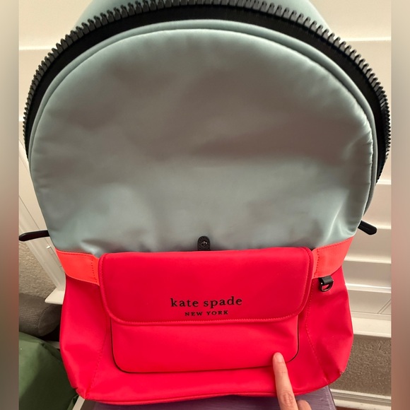 Kate Spade Vibrant Red and Gray Backpack - Picture 10 of 13